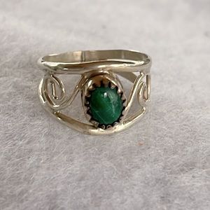 Green Malachite & Sterling Ring
